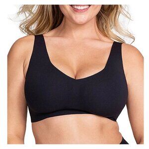 Honeylove Soft form V Neck Bra Sz Large Black Wireless Removable Pads